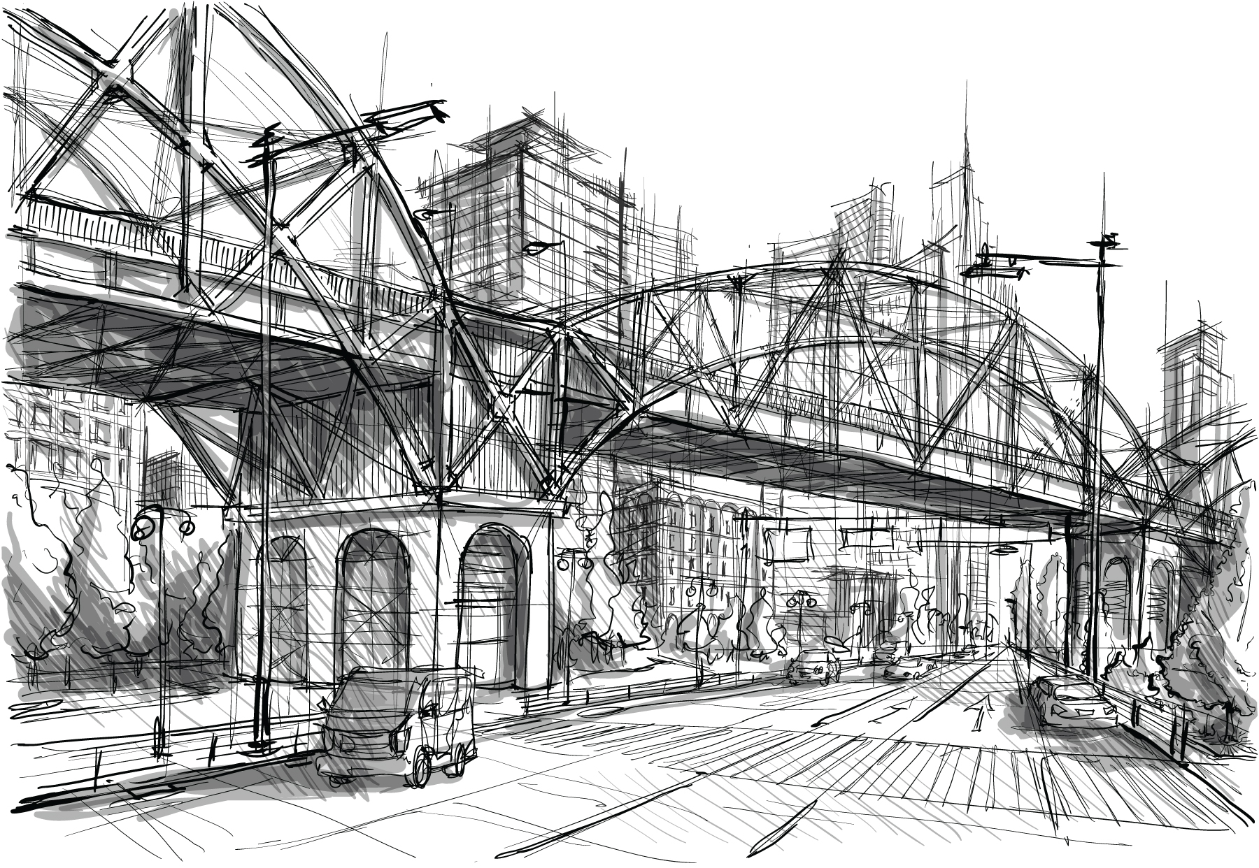 Old Bridge Drawing Old Bridge Drawing